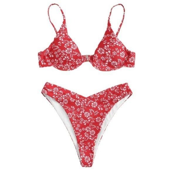 Pushup Underwire Bikini Vintage Boho Floral Print - Picture 2 of 3